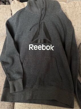 Reebok Men’s Charcoal Gray Logo Hoodie